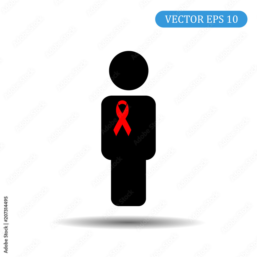 Man with a red ribbon icon. Vector illustration eps 10 Man with a red ribbon icon. Vector illustration eps 10