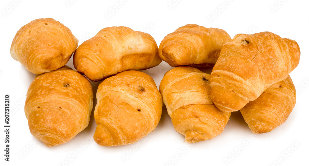 Croissants with chocolate cream on white background isolated Croissants with chocolate cream on white background isolated