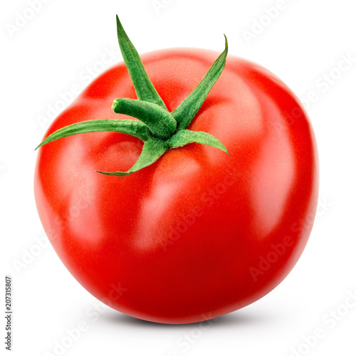 Tomato isolated. Tomato with clipping path. Full depth of field.