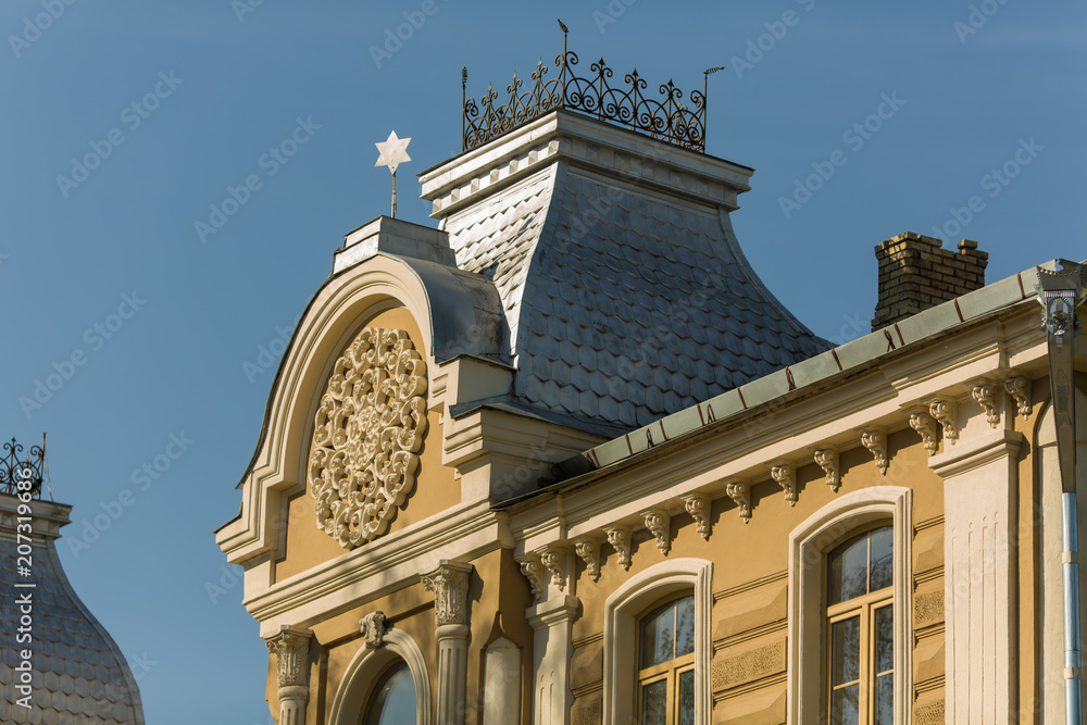 Grodno, BELARUS May 28, 2018: The restored part of the synagogue located in Grodno, Belarus, close-up