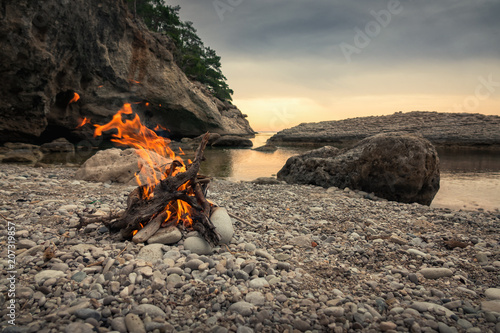 Fire on the beach