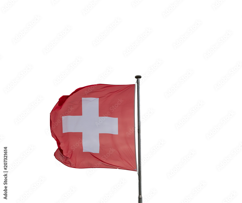 Fototapeta premium Schweizer Flagge isoliert auf weiss
