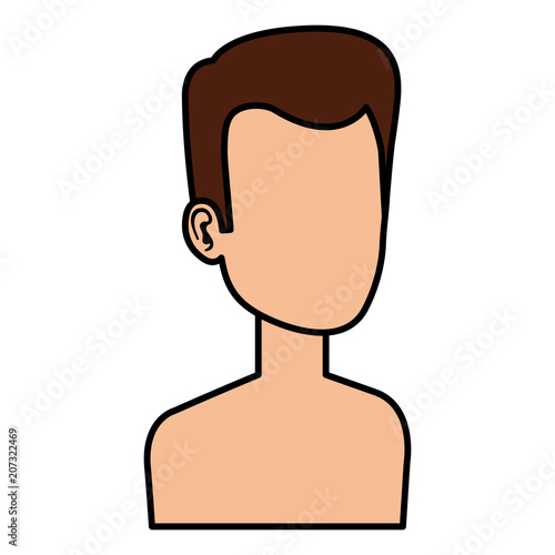young man shirtless avatar character vector illustration design