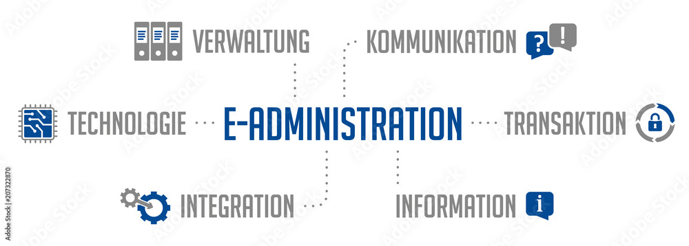 Infografik E-Admistration Blau Infografik E-Admistration Blau
