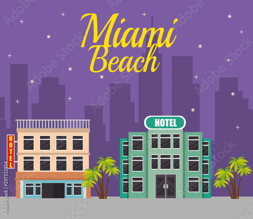 miami beach cityscape scene vector illustration design