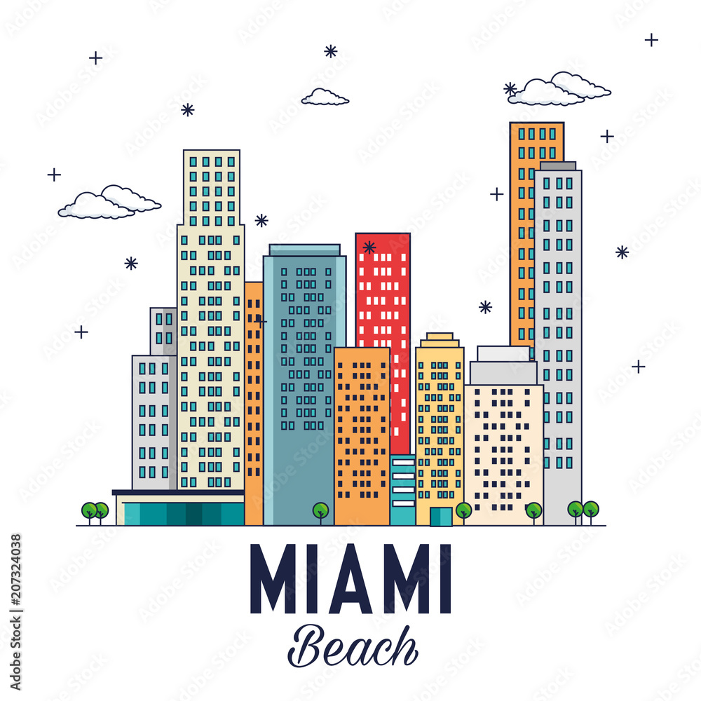 miami beach cityscape scene vector illustration design miami beach cityscape scene vector illustration design