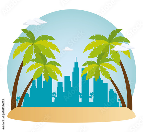 miami beach cityscape scene vector illustration design