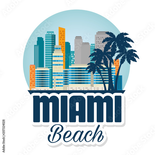 miami beach cityscape scene vector illustration design