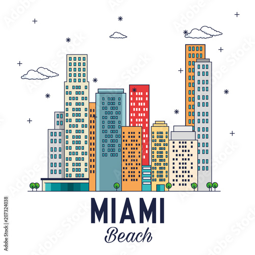 miami beach cityscape scene vector illustration design