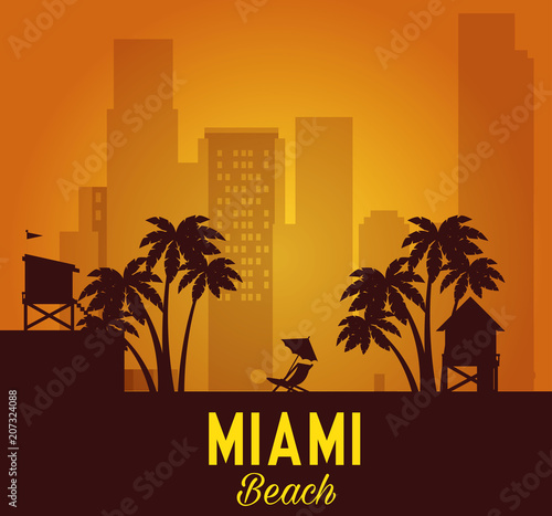 miami beach cityscape scene vector illustration design