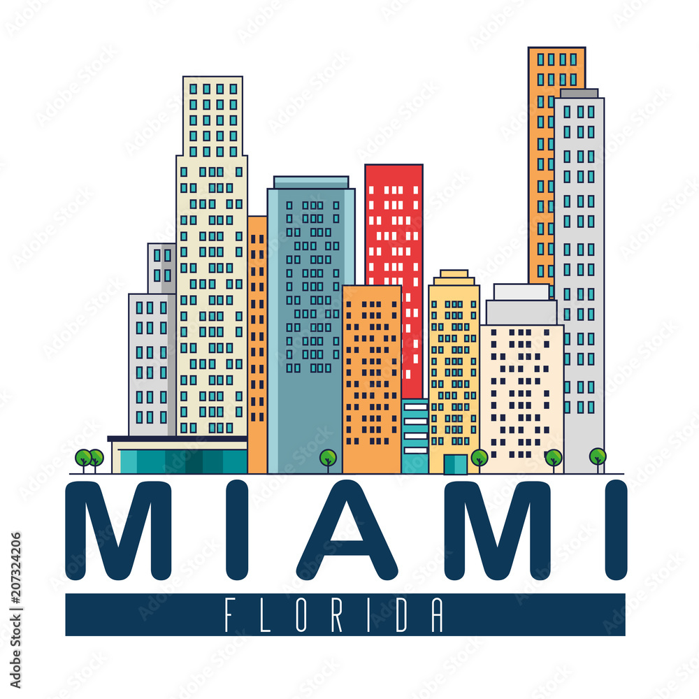 Obraz premium miami beach cityscape scene vector illustration design