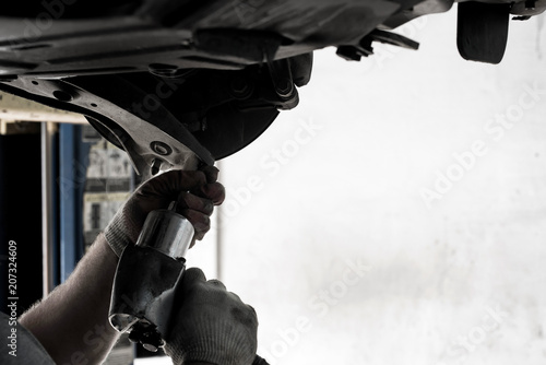 Changing brake pad on car