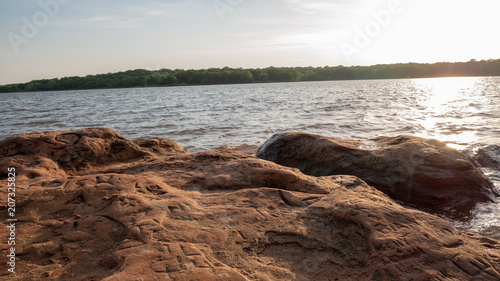 rocky coastline at lake