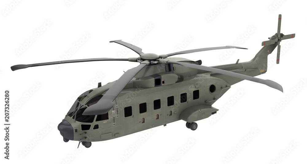 Military helicopter isolated on White background - 3d rendering Military helicopter isolated on White background - 3d rendering
