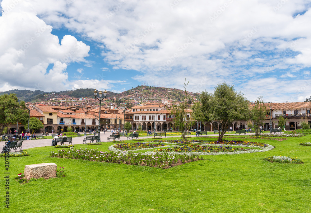 Plaza de Armas (Arms Square), also known as Major Square, a World Heritage Site in the heart of Cusco city, in Peru