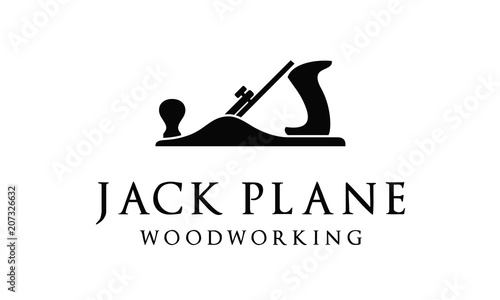Wooden Fore Plane or Jack Plane Silhouette for Classic Vintage Woodworking Carpentry Logo design 