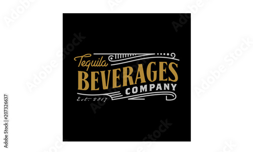 Vintage Luxury Beverages Label Logo Design