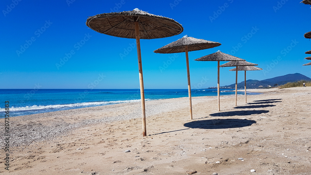 sea beach umbrellas in preveza kanali greece sea beach umbrellas in preveza kanali greece