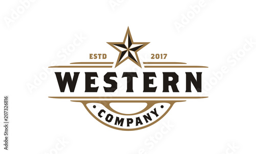 Vintage Retro Western Country Texas Lone Star Retro Emblem Label Logo design