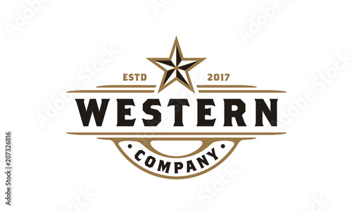 Vintage Retro Western Country Texas Lone Star Retro Emblem Label Logo design