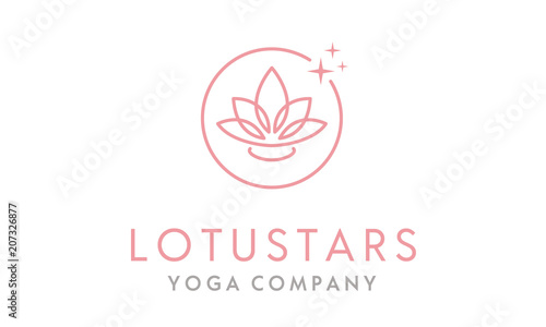 Lotus Flower with Stars for Woman Beauty Spa Yoga Logo Design inspiration