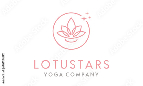 Lotus Flower with Stars for Woman Beauty Spa Yoga Logo Design inspiration