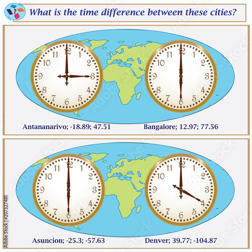 Logical task. What is the time difference between these cities?