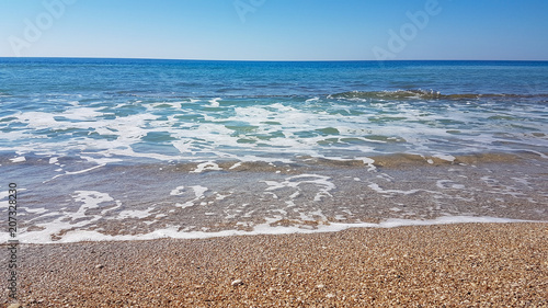 sea beach umbrellas in preveza kanali greece