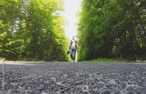 Travelling on longboard. photo