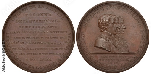 Fototapeta France French commemorative medal circa 1800, Lucien Bonaparte lays first stone