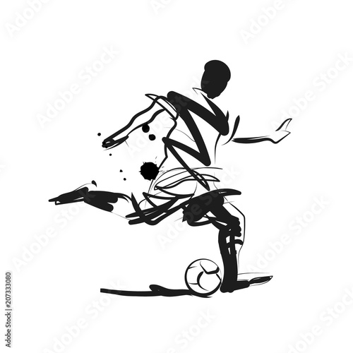 Vector ink sketch of a soccer player