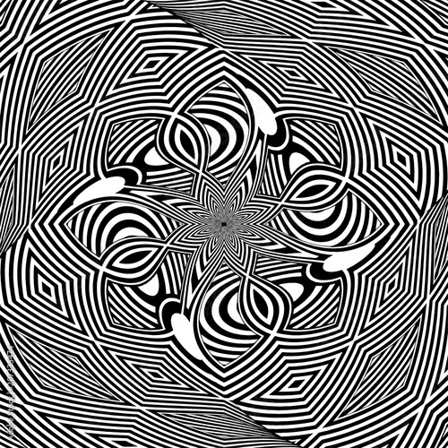 Hypnotic Black And White Flower Stripe Shapes Vector