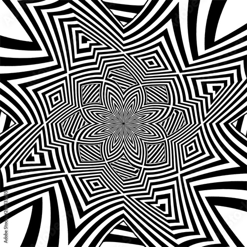 Hypnotic Black And White Stripe Shapes Vector 