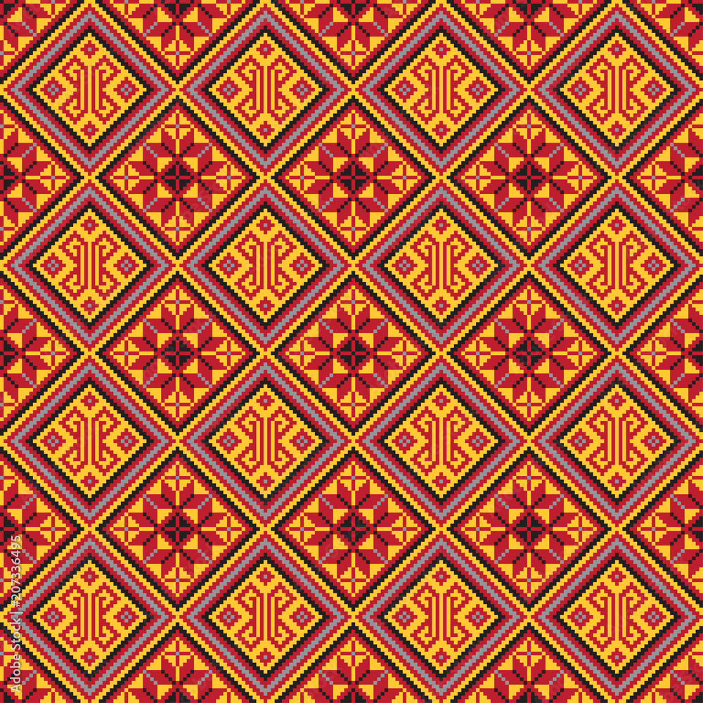 Seamless geometric ethnic multicolor pattern. Philippine style. Stock