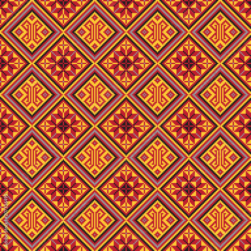 Seamless geometric ethnic multicolor pattern. Philippine style. 