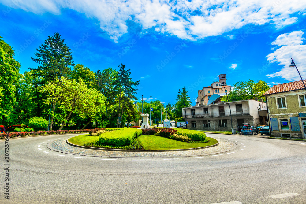 Fototapeta premium Istria Pazin colorful scenery. / Scenic view at city center in town Pazin, medieval town in middle of Istria region, Croatia.