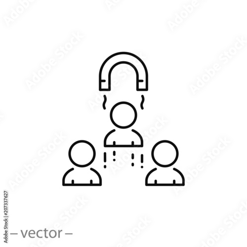 customer retention with magnet icon, line sign - vector illustration eps10