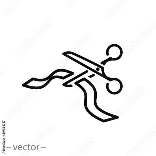 Grand opening icon. Scissors and ribbon line sign - vector illustration eps10