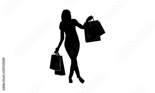  female style silhouette with shopping bags