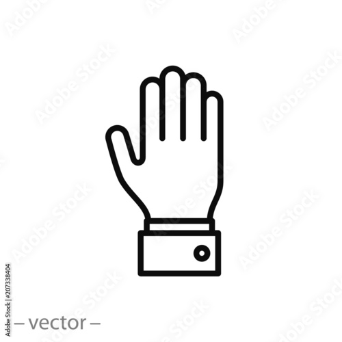 hand up icon - line sign, vector illustration eps10