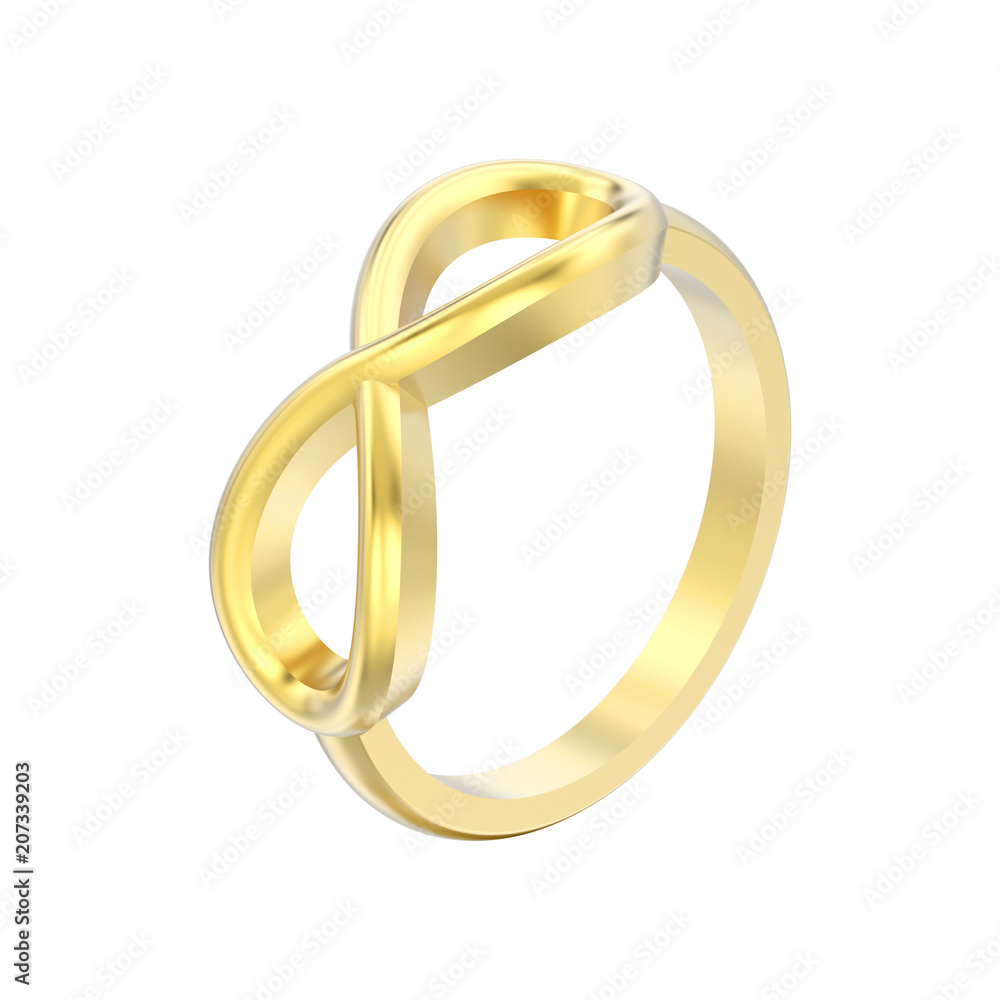 3D illustration isolated gold simple infinity ring 3D illustration isolated gold simple infinity ring