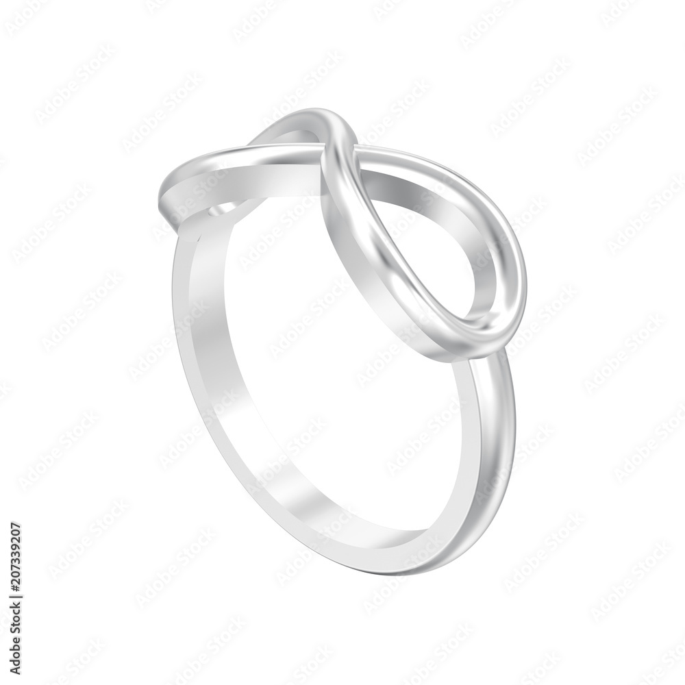 3D illustration isolated silver simple infinity ring 3D illustration isolated silver simple infinity ring