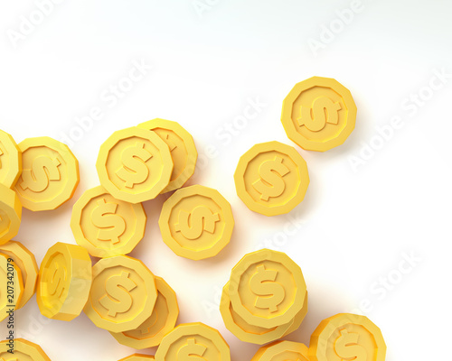 gold coins isolated on white background. 3d render