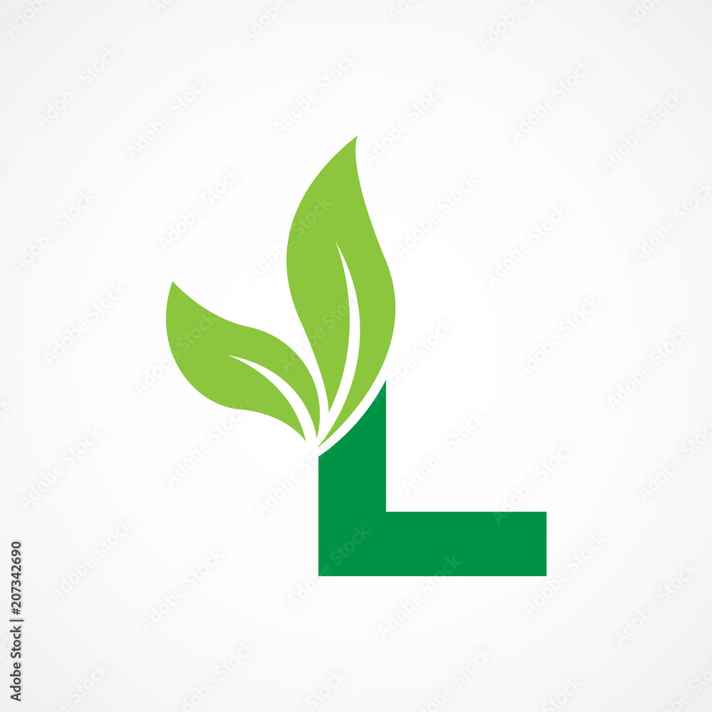 Letter L Leaf Logo Vector Design