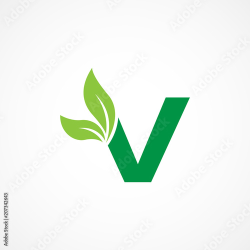 Letter V Leaf Logo Vector Design