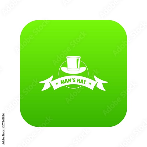 Modern hat icon green vector isolated on white background