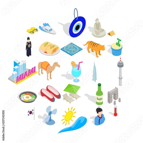 Hospice icons set. Isometric set of 25 hospice vector icons for web isolated on white background