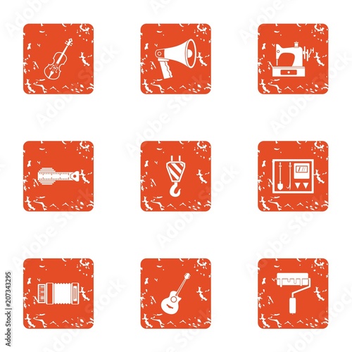 Manufacturing smelter icons set. Grunge set of 9 manufacturing smelter vector icons for web isolated on white background