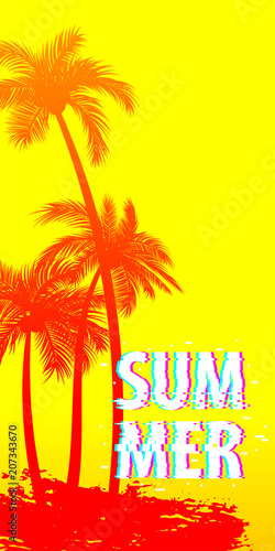 Summer time palm tree banner poster