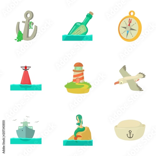 Isle icons set. Cartoon set of 9 isle vector icons for web isolated on white background